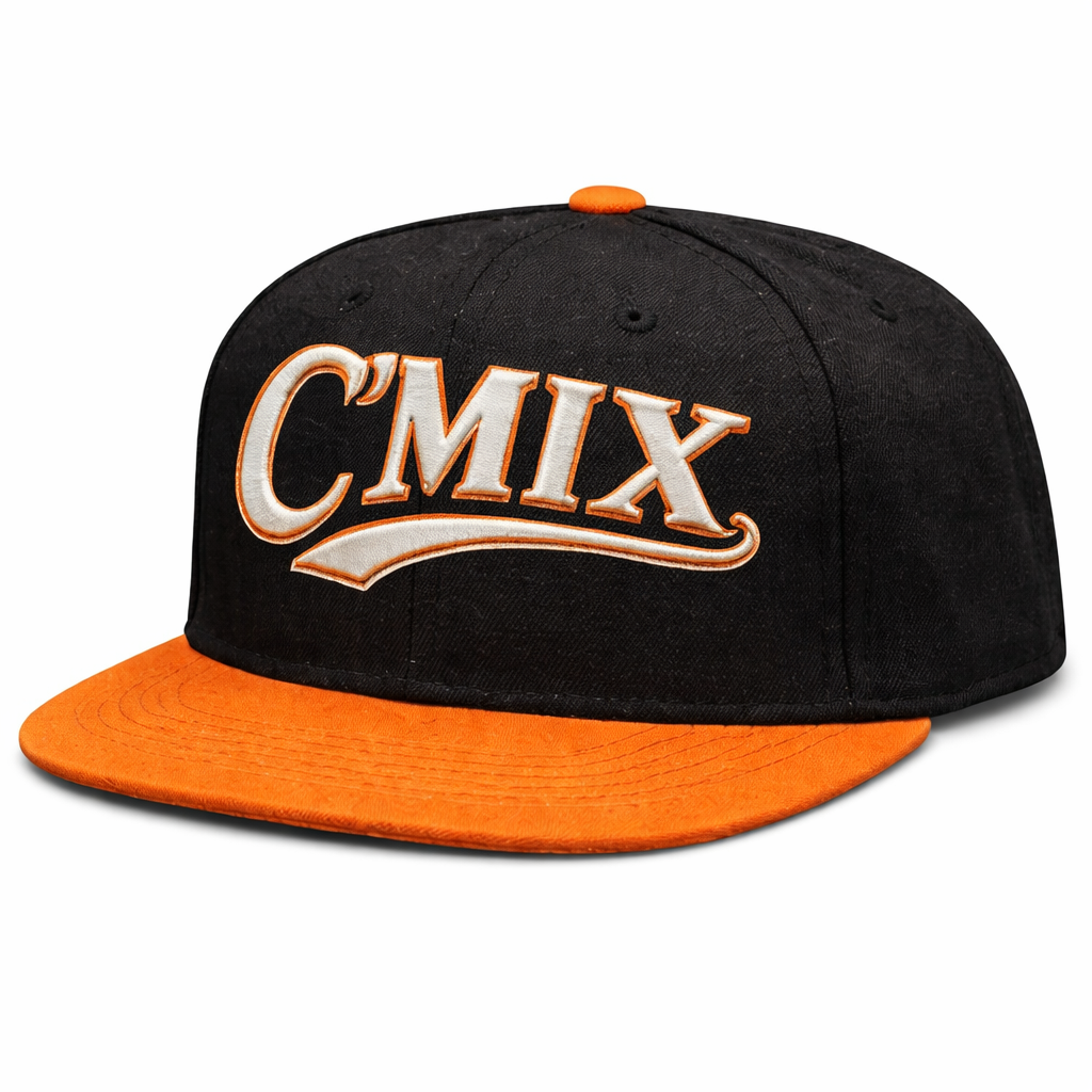 Black and orange cap with 'C'MIX' logo on a white background